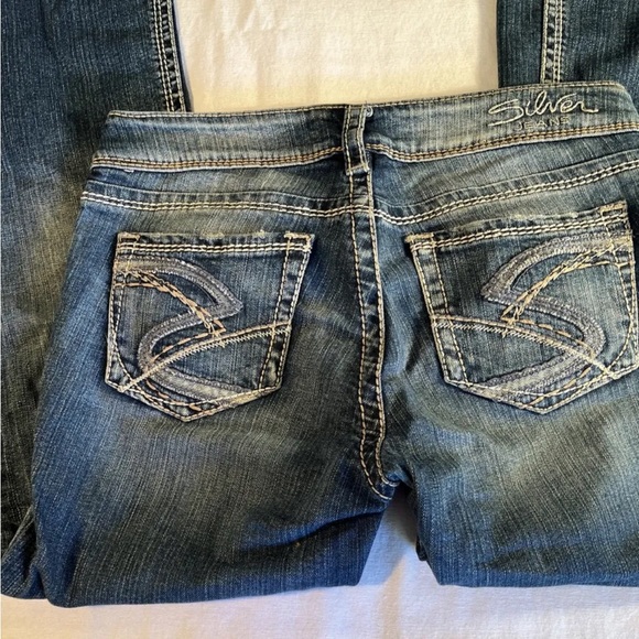 Silver Jeans Bootcut Denim Suki Thick Stitch Distressed Jeans Women 28X32 - Picture 1 of 4